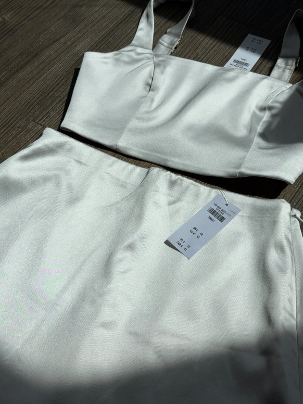 ABERCROMBIE & FITCH WHITE SATIN BRIDE MINI SKORT SKIRT SET - SMALL - Picture 4 of 12